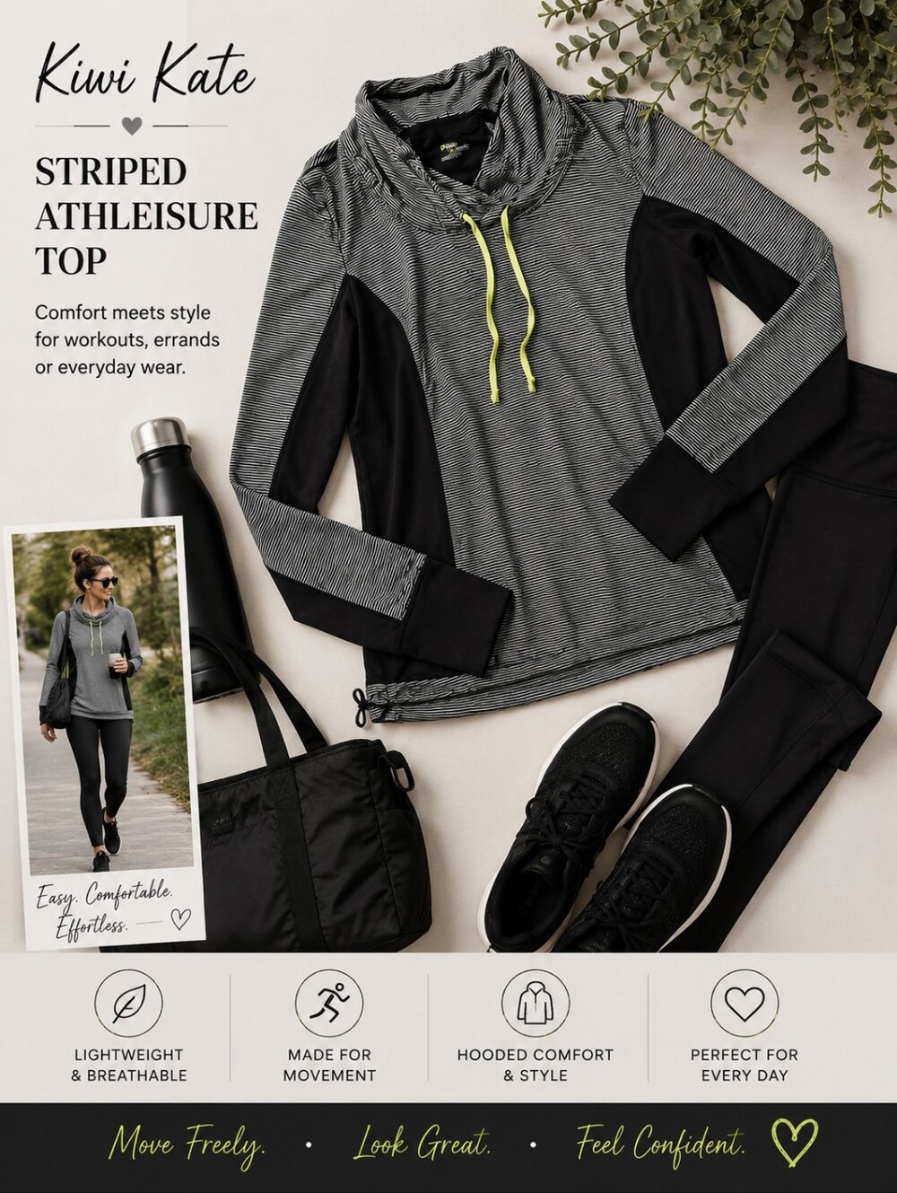28. KIWI KATE STRIPED ATHLEISURE TOP